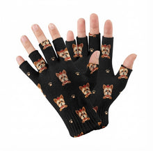 Load image into Gallery viewer, My Yorkie My Love Touch Screen Gloves - 5 Colors-Accessories-Accessories,Dog Dad Gifts,Dog Mom Gifts,Gloves,Yorkshire Terrier-Black-Fingerless Gloves-3
