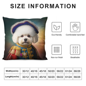 Napoleonic Splendor Bichon Frise Plush Pillow Case-Cushion Cover-Bichon Frise, Dog Dad Gifts, Dog Mom Gifts, Home Decor, Pillows-12 "×12 "-White-1