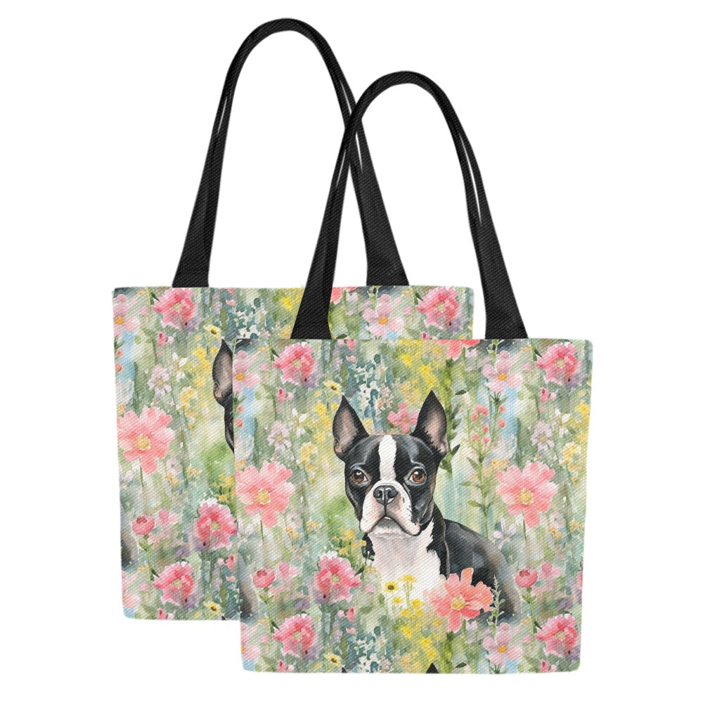 Nature's Palette Boston Terrier Large Canvas Tote Bags - Set of 2-Accessories-Accessories, Bags, Boston Terrier-4