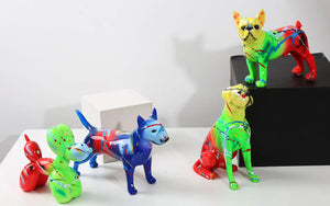 Neon Blue Splash Bull Terrier Statue-FS861-11