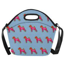 Load image into Gallery viewer, Neon Schnauzer Glow Neoprene Lunch Bag-Accessories-Accessories,Bags,Lunch Bags,Schnauzer-Sky Blue-3