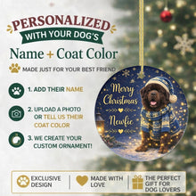 Load image into Gallery viewer, Newfoundland Christmas Ornament - Cozy Winter Pet Portrait Design - Personalize with Photo and Name-Christmas Ornament-Christmas,Christmas Ornament,Personalize Artwork-2