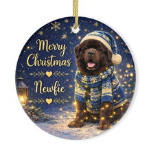 Load image into Gallery viewer, Newfoundland Christmas Ornament - Cozy Winter Pet Portrait Design - Personalize with Photo and Name-Christmas Ornament-Christmas,Christmas Ornament,Personalize Artwork-3