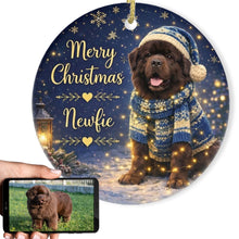 Load image into Gallery viewer, Newfoundland Christmas Ornament - Cozy Winter Pet Portrait Design - Personalize with Photo and Name-Christmas Ornament-Christmas,Christmas Ornament,Personalize Artwork-1