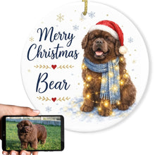 Load image into Gallery viewer, Newfoundland Christmas Ornament - Cozy Winter Pet Portrait Design - Personalize with Photo and Name-Christmas Ornament-Christmas,Christmas Ornament,Personalize Artwork-1