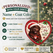 Load image into Gallery viewer, Newfoundland Christmas Ornament - Love &amp; Joy Heart Shaped Portrait - Personalize with Photo and Name-Christmas Ornament-Christmas,Christmas Ornament,Newfoundland,Personalize Artwork-2