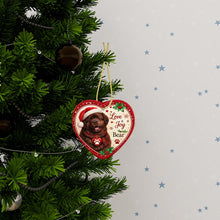 Load image into Gallery viewer, Newfoundland Christmas Ornament - Love &amp; Joy Heart Shaped Portrait - Personalize with Photo and Name-Christmas Ornament-Christmas,Christmas Ornament,Newfoundland,Personalize Artwork-3