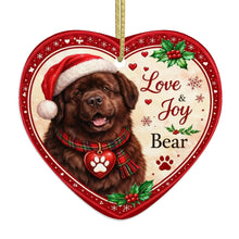 Load image into Gallery viewer, Newfoundland Christmas Ornament - Love &amp; Joy Heart Shaped Portrait - Personalize with Photo and Name-Christmas Ornament-Christmas,Christmas Ornament,Newfoundland,Personalize Artwork-4