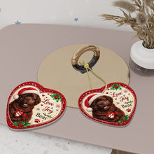 Load image into Gallery viewer, Newfoundland Christmas Ornament - Love &amp; Joy Heart Shaped Portrait - Personalize with Photo and Name-Christmas Ornament-Christmas,Christmas Ornament,Newfoundland,Personalize Artwork-6