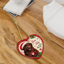 Load image into Gallery viewer, Newfoundland Christmas Ornament - Love &amp; Joy Heart Shaped Portrait - Personalize with Photo and Name-Christmas Ornament-Christmas,Christmas Ornament,Newfoundland,Personalize Artwork-7