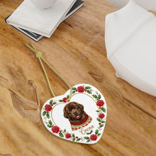 Load image into Gallery viewer, Newfoundland Ornament - Personalized Heart Shaped Christmas Rose Border - with Name-Christmas Ornament-Christmas,Christmas Ornament,Newfoundland,Personalize Artwork-7