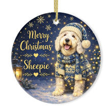 Load image into Gallery viewer, Old English Sheepdog Christmas Ornament - Cozy Winter Pet Portrait Design - Personalize with Photo and Name-Christmas Ornament-Christmas,Christmas Ornament,Personalize Artwork-3