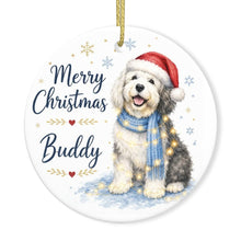 Load image into Gallery viewer, Old English Sheepdog Christmas Ornament - Cozy Winter Pet Portrait Design - Personalize with Photo and Name-Christmas Ornament-Christmas,Christmas Ornament,Personalize Artwork-3