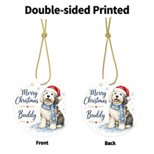 Load image into Gallery viewer, Old English Sheepdog Christmas Ornament - Cozy Winter Pet Portrait Design - Personalize with Photo and Name-Christmas Ornament-Christmas,Christmas Ornament,Personalize Artwork-5