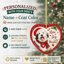 Load image into Gallery viewer, Old English Sheepdog Christmas Ornament - Love &amp; Joy Heart Shaped Portrait - Personalize with Photo and Name-Christmas Ornament-Christmas,Christmas Ornament,Old English Sheepdog,Personalize Artwork-2
