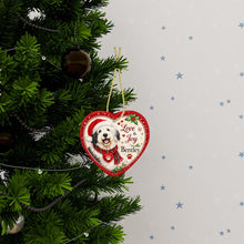 Load image into Gallery viewer, Old English Sheepdog Christmas Ornament - Love &amp; Joy Heart Shaped Portrait - Personalize with Photo and Name-Christmas Ornament-Christmas,Christmas Ornament,Old English Sheepdog,Personalize Artwork-3