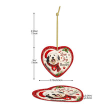Load image into Gallery viewer, Old English Sheepdog Christmas Ornament - Love &amp; Joy Heart Shaped Portrait - Personalize with Photo and Name-Christmas Ornament-Christmas,Christmas Ornament,Old English Sheepdog,Personalize Artwork-5