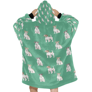 one photo less Watercolor Rough Coat Jack Russell Terriers Blanket Hoodie-Blanket-Apparel, Blanket Hoodie, Blankets, Dog Mom Gifts, Jack Russell Terrier-25