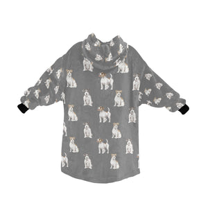 one photo less Watercolor Rough Coat Jack Russell Terriers Blanket Hoodie-Blanket-Apparel, Blanket Hoodie, Blankets, Dog Mom Gifts, Jack Russell Terrier-27