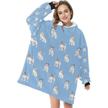 Load image into Gallery viewer, one photo less Watercolor Rough Coat Jack Russell Terriers Blanket Hoodie-Blanket-Apparel, Blanket Hoodie, Blankets, Dog Mom Gifts, Jack Russell Terrier-2