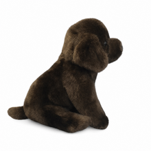 Load image into Gallery viewer, A plush stuffed dog toy in dark brown faux fur, shown sitting on a plain white background.