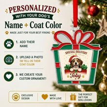 Load image into Gallery viewer, Beagle Christmas Ornament - Gift Box Design - Personalized with Name-Christmas Ornament-Beagle,Christmas,Personalize Artwork-2