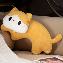 Load image into Gallery viewer, Orange and White Cat Plush Pillow - Curvy Kawaii Big-Eyed Cat-yellow-50cm-1