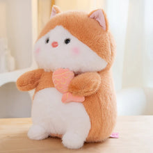 Load image into Gallery viewer, Orange and White Cat Plush Toy - Chunky Fat Fish Loving Cat-18