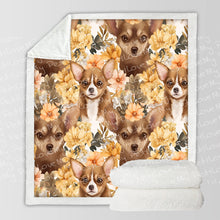 Load image into Gallery viewer, Orange Blossoms and Chocolate Chihuahuas Soft Warm Fleece Blanket-Blanket-Blankets, Chihuahua, Home Decor-10