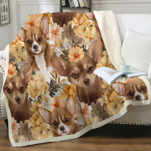 Orange Blossoms and Chocolate Chihuahuas Soft Warm Fleece Blanket-Blanket-Blankets, Chihuahua, Home Decor-11
