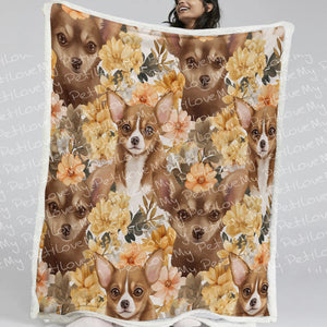 Orange Blossoms and Chocolate Chihuahuas Soft Warm Fleece Blanket-Blanket-Blankets, Chihuahua, Home Decor-12