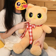 Load image into Gallery viewer, Orange Cat Plushie - Sitting Kawaii Big Eyes with Checkered Bow-Stuffed Animals-Cat Memorial Gifts,Orange Cat,Stuffed Animal-2