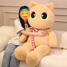 Load image into Gallery viewer, Orange Cat Plushie - Sitting Kawaii Big Eyes with Checkered Bow-Stuffed Animals-Cat Memorial Gifts,Orange Cat,Stuffed Animal-3