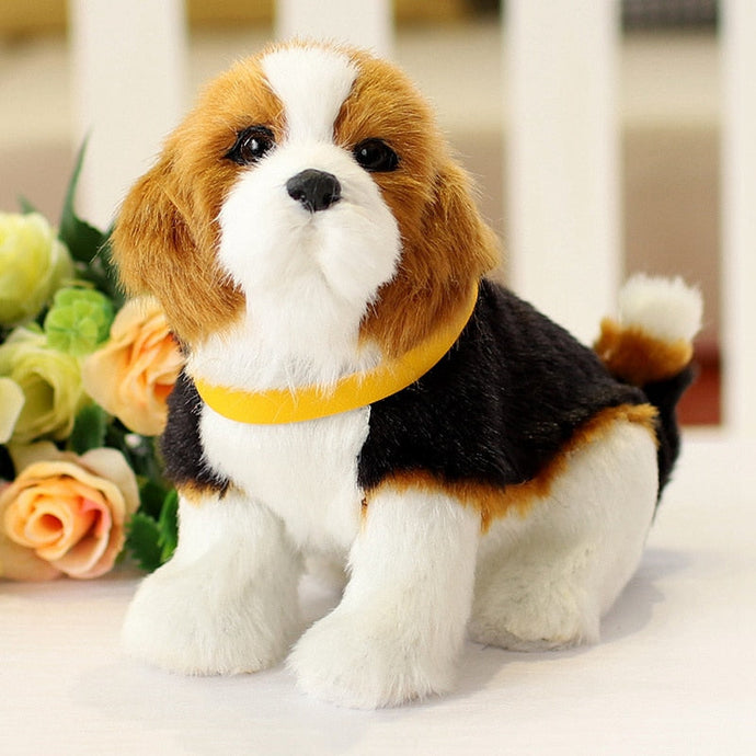 Orange Collar Beagle Stuffed Animal Hard Plush Toy-2