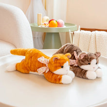 Load image into Gallery viewer, Orange Tabby and White Cat Stuffed Animal Plush Toy - Floral Bow Kitty-5