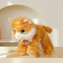 Load image into Gallery viewer, Orange White Striped Tabby Cat Stuffed Animal - Standing with Blue Eyes and Paw Print Tag-Yellow stripe cat-20x20cm-1