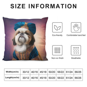Ottoman Sultan Shih Tzu Plush Pillow Case-Cushion Cover-Dog Dad Gifts, Dog Mom Gifts, Home Decor, Pillows, Shih Tzu-12 "×12 "-White-1