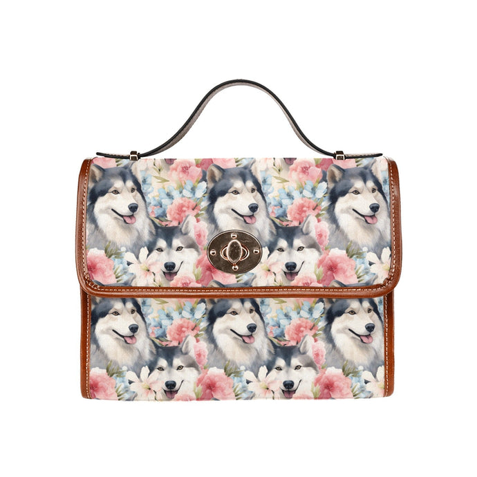 Painted Petals Husky Mom and Baby Shoulder Bag Purse-Accessories-Accessories, Bags, Purse, Siberian Husky-One Size-1