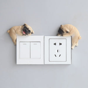 Pair of Two Pugs 3D Wall Stickers-Home Decor-Dogs, Home Decor, Pug, Wall Sticker-Pug-1