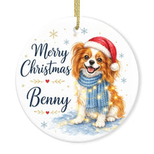 Load image into Gallery viewer, Papillon Christmas Ornament - Cozy Winter Pet Portrait Design - Personalize with Photo and Name-Christmas Ornament-Christmas,Christmas Ornament,Personalize Artwork-3