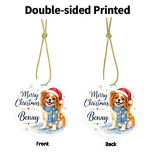 Load image into Gallery viewer, Papillon Christmas Ornament - Cozy Winter Pet Portrait Design - Personalize with Photo and Name-Christmas Ornament-Christmas,Christmas Ornament,Personalize Artwork-4