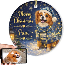 Load image into Gallery viewer, Papillon Christmas Ornament - Cozy Winter Pet Portrait Design - Personalize with Photo and Name-Christmas Ornament-Christmas,Christmas Ornament,Personalize Artwork-1