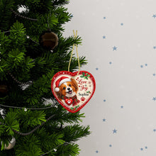 Load image into Gallery viewer, Papillon Christmas Ornament - Love &amp; Joy Heart Shaped Portrait - Personalize with Photo and Name-Christmas Ornament-Christmas,Christmas Ornament,Papillon,Personalize Artwork-3