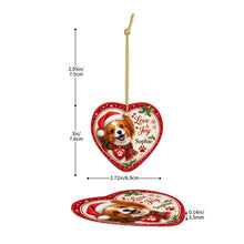 Load image into Gallery viewer, Papillon Christmas Ornament - Love &amp; Joy Heart Shaped Portrait - Personalize with Photo and Name-Christmas Ornament-Christmas,Christmas Ornament,Papillon,Personalize Artwork-5