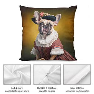 Parisian Mademoiselle Fawn Bulldog Plush Pillow Case-Cushion Cover-Dog Dad Gifts, Dog Mom Gifts, French Bulldog, Home Decor, Pillows-5