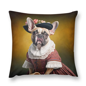 Parisian Mademoiselle Fawn Bulldog Plush Pillow Case-Cushion Cover-Dog Dad Gifts, Dog Mom Gifts, French Bulldog, Home Decor, Pillows-12 "×12 "-1