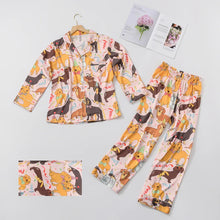 Load image into Gallery viewer, Party Dachshund Love Women&#39;s Imitation Silk Pajamas Set-Pajamas-Apparel, Dachshund, Dog Mom Gifts, Pajamas-1