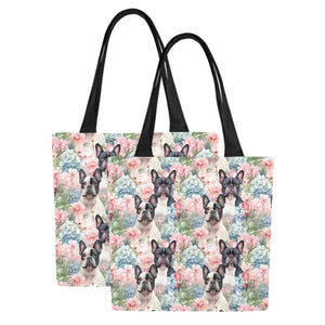 Pastel Bloom French Bulldogs Large Canvas Tote Bags - Set of 2-Accessories-Accessories, Bags, French Bulldog-10