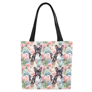 Pastel Bloom French Bulldogs Large Canvas Tote Bags - Set of 2-Accessories-Accessories, Bags, French Bulldog-5
