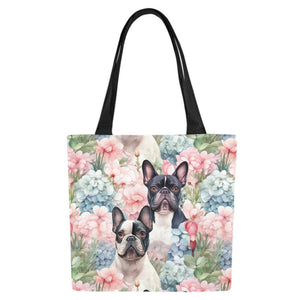 Pastel Bloom French Bulldogs Large Canvas Tote Bags - Set of 2-Accessories-Accessories, Bags, French Bulldog-6